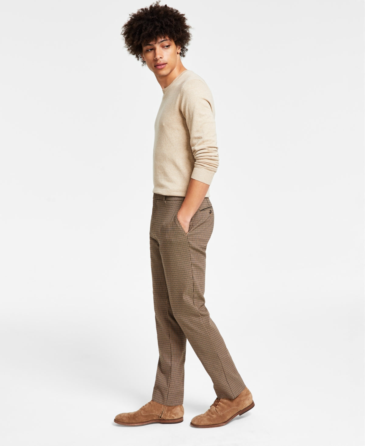 Tommy Hilfiger Men's Modern Fit Th Flex Stretch Patterned Performance Pants Brown Size 32X32