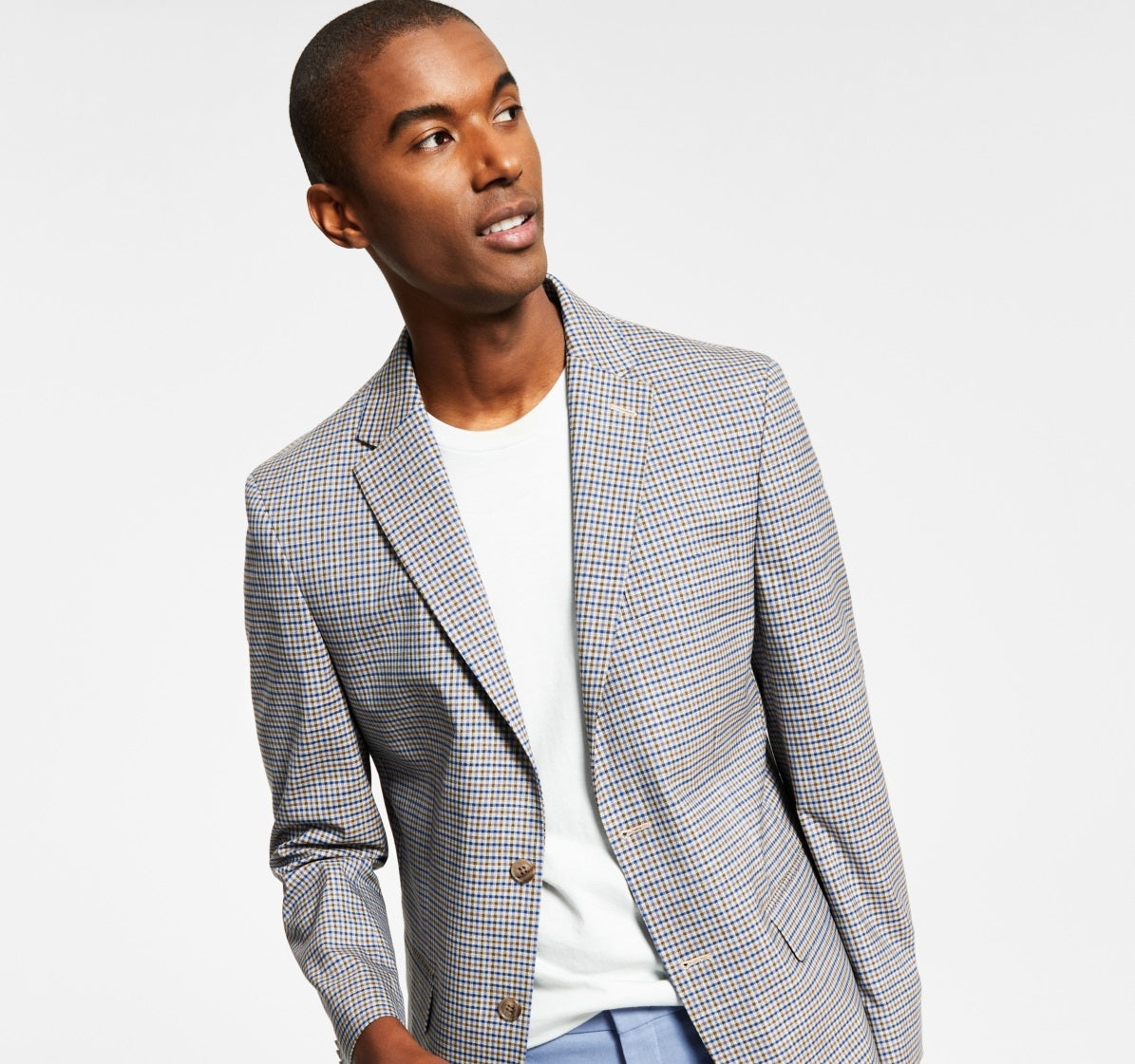 Tommy Hilfiger Men's Modern Fit Check Blazer Gray Size 42