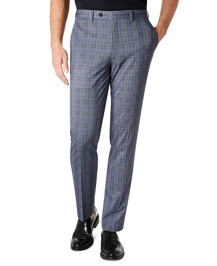Michael Kors Men's Modern Fit Plaid Knit Suit Pants Blue Size 34X32