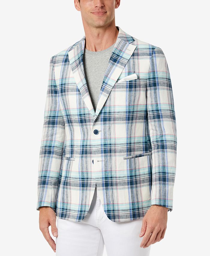 Tallia Men's Slim Fit Multicolor Plaid Blazer Blue Size 40