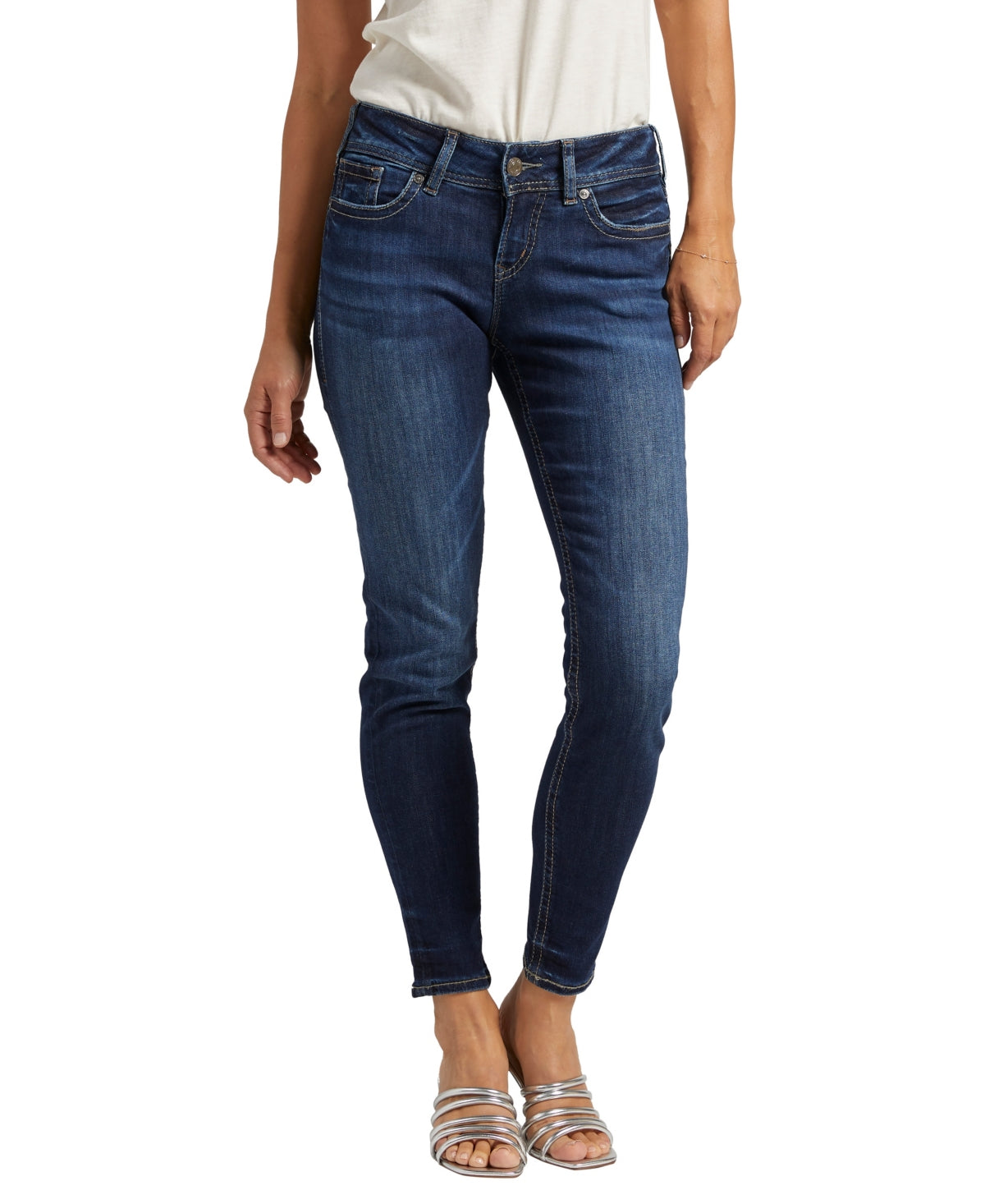 Silver Jeans Co. Women's Suki Distressed Skinny Fit Jeans Blue Size 33X31