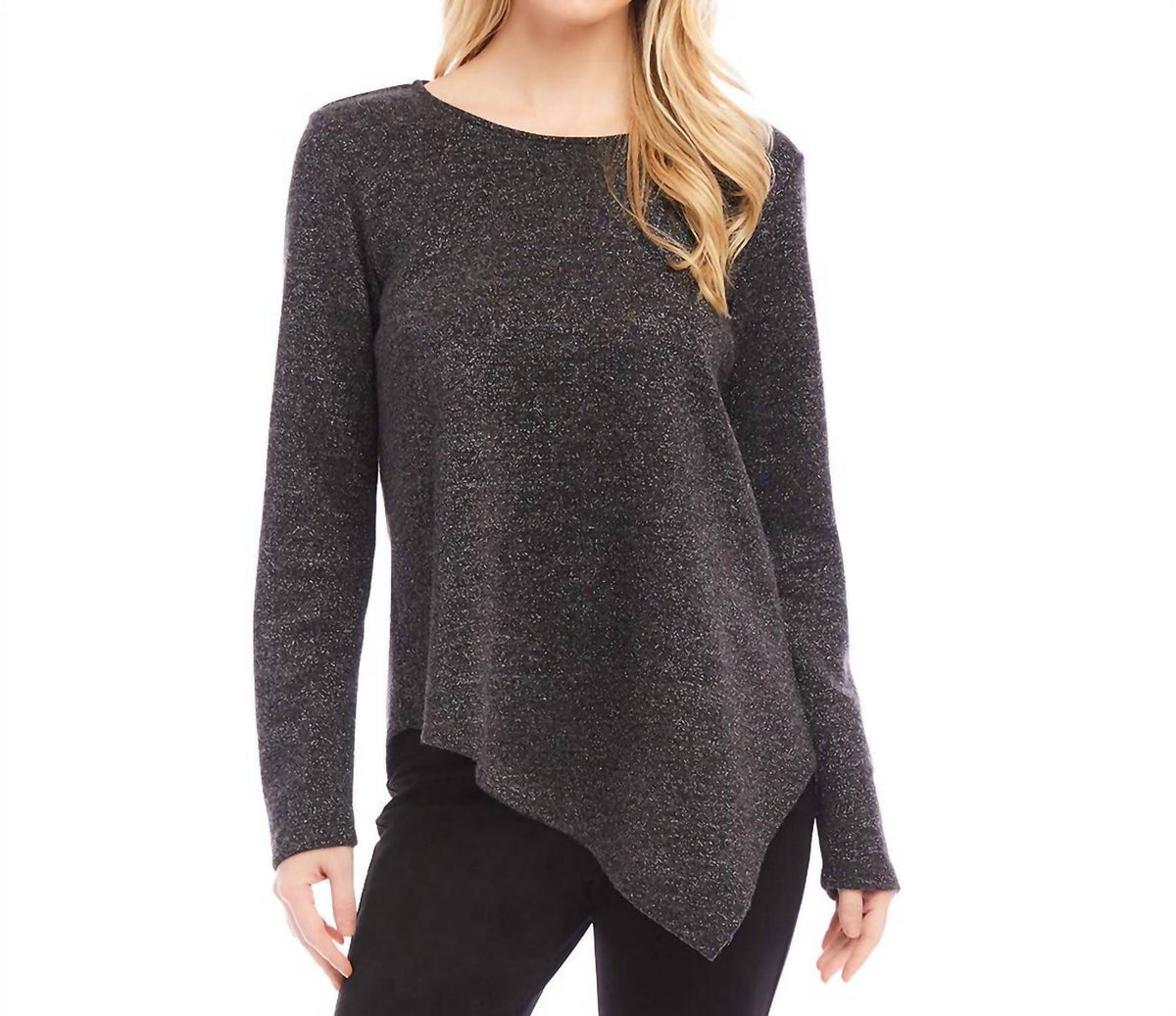 Karen Kane - Long Sleeve Metallic Asymmetric Top