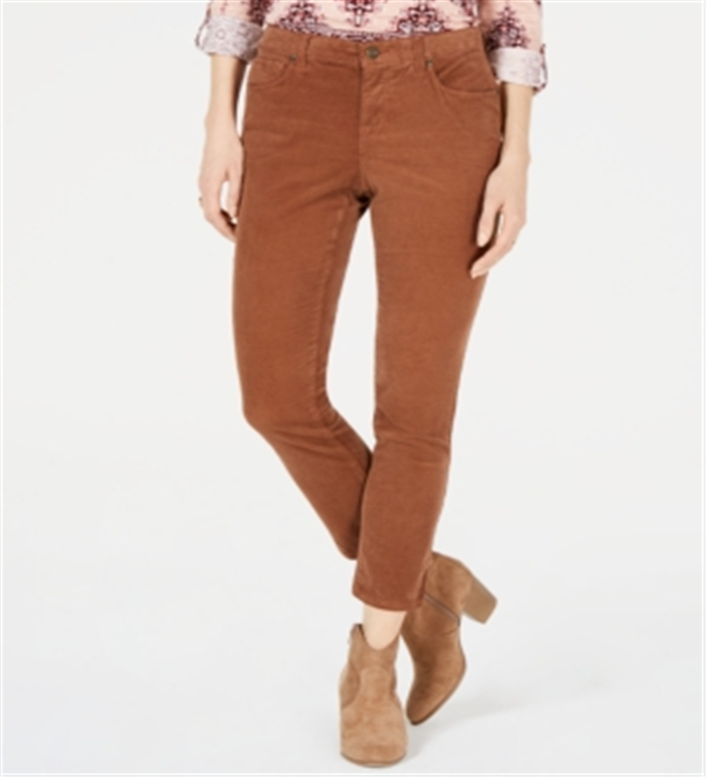 Style & Co Women's Tummy Control Corduroy Pants Brown Size 4 Petite