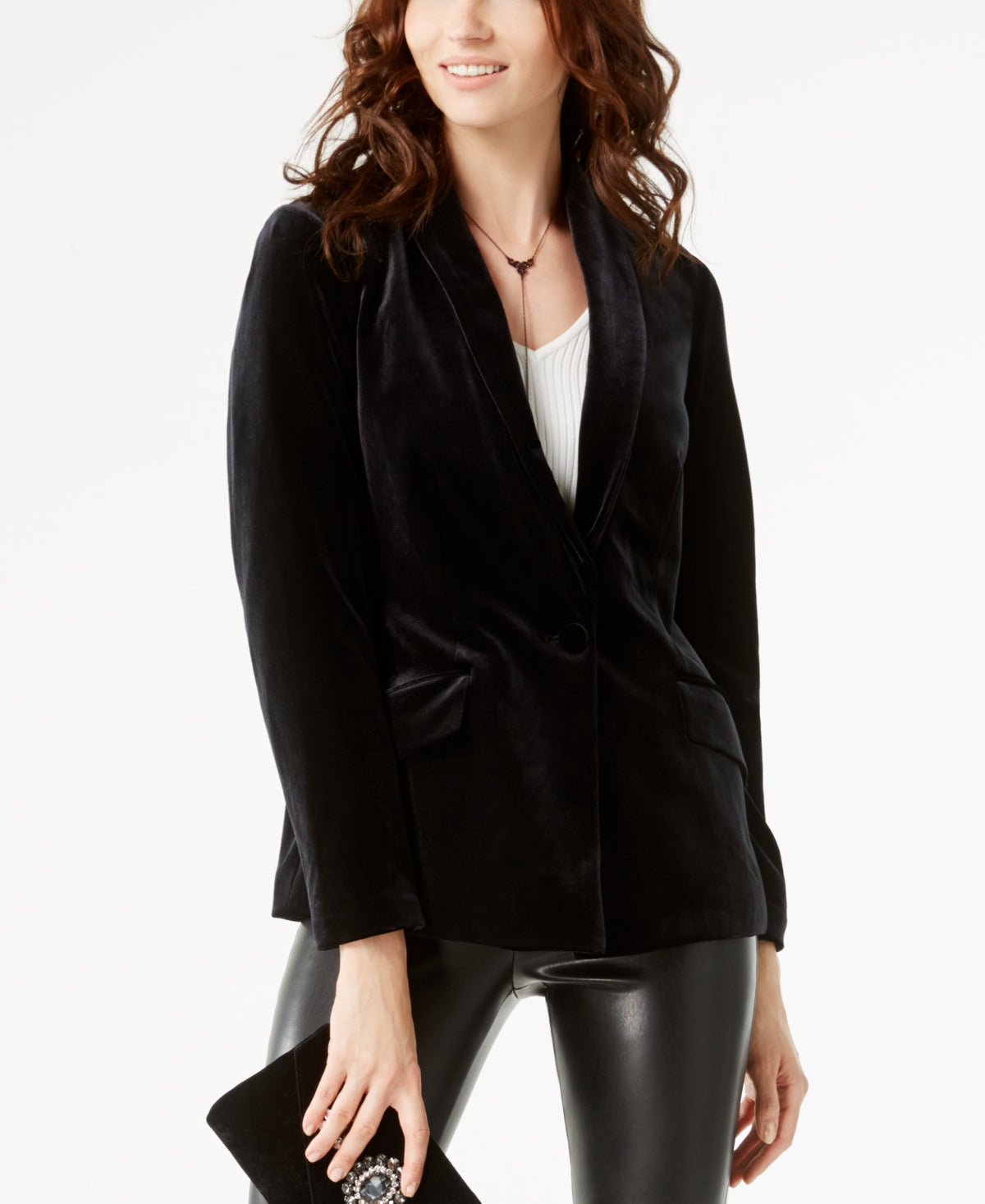 INC International Concepts Women's Velvet Blazer Black Size X-Large