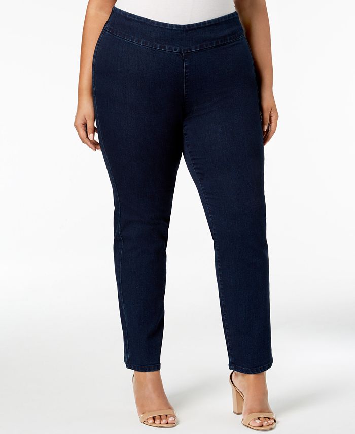 Charter Club Women's Stretch Slim Tummy Smooth Jeans Blue Size 14W