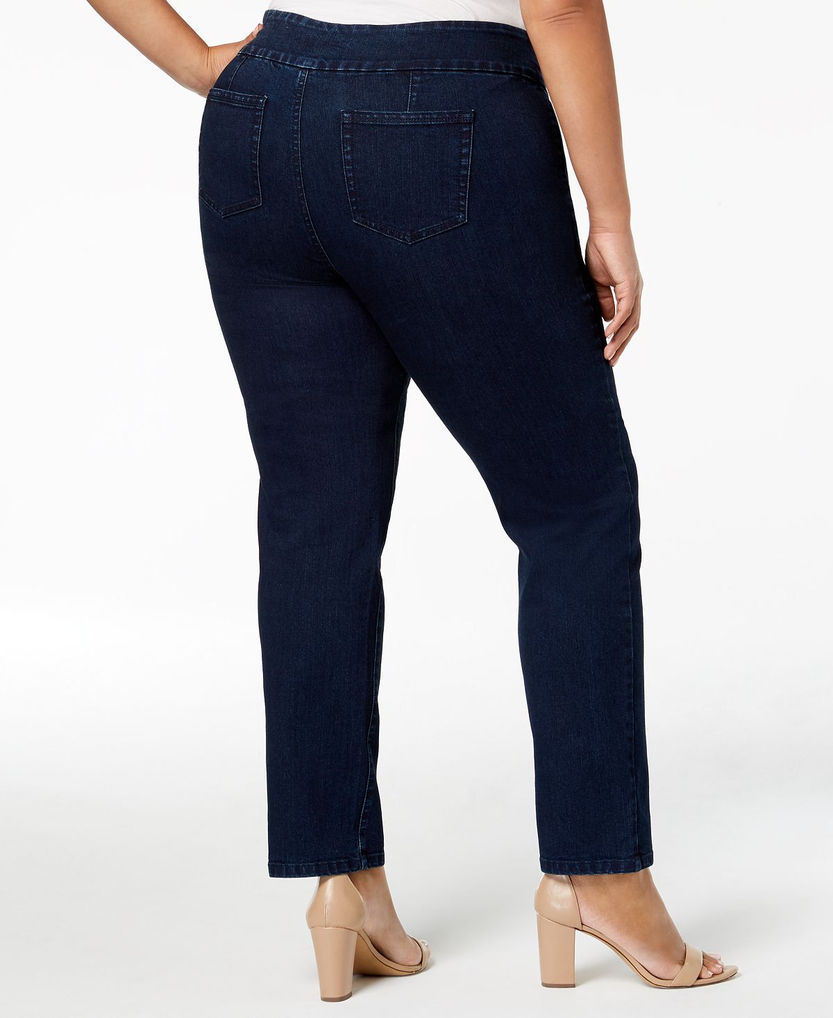 Charter Club Women's Stretch Slim Tummy Smooth Jeans Blue Size 14W