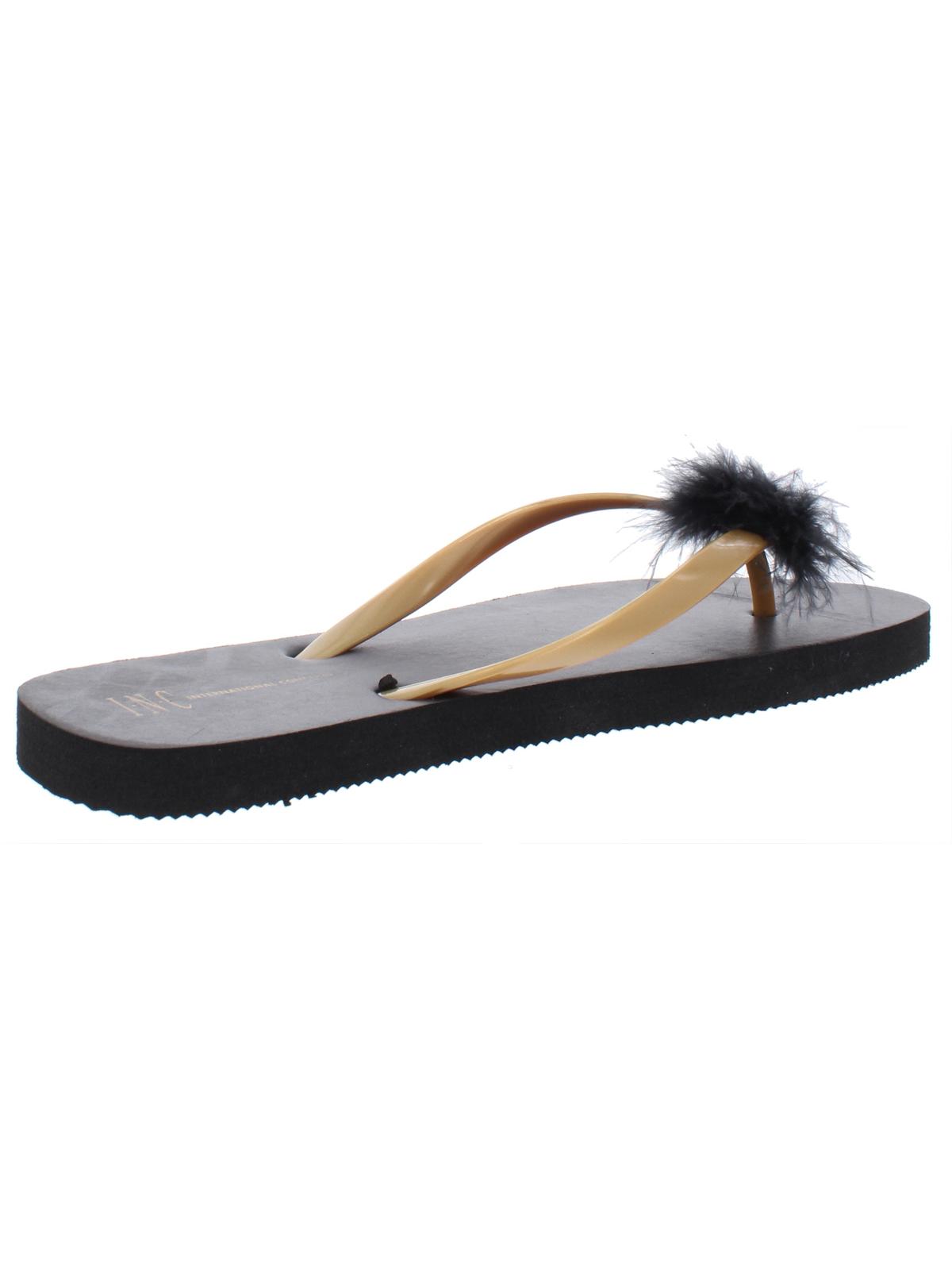 INC International Concepts Women'ss Feathere Slide Flip Flops Black Size Medium