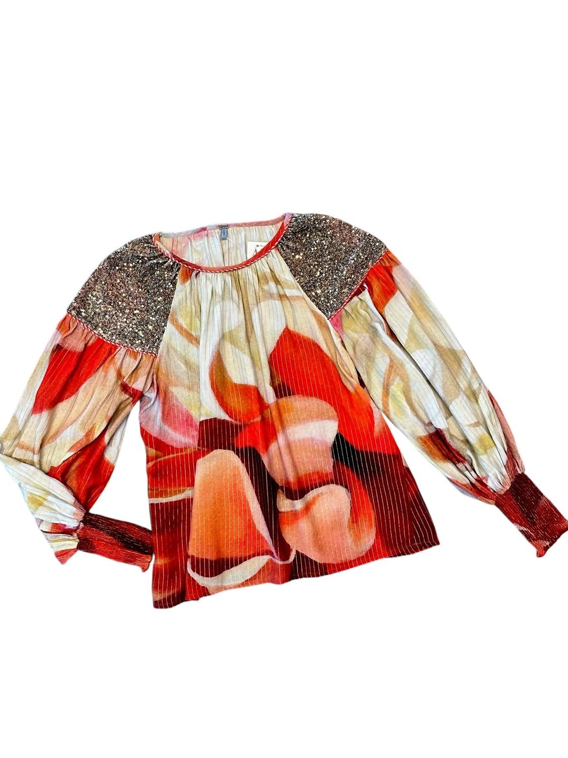 -Bl^Nk- - Mirella Printed Long Sleeve Blouse