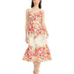Maggy London Womens Floral Print Cotton Midi Dress Cream Orange