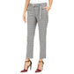 Calvin Klein Women s Windowpane-Print Belted Pants Gray Size 10