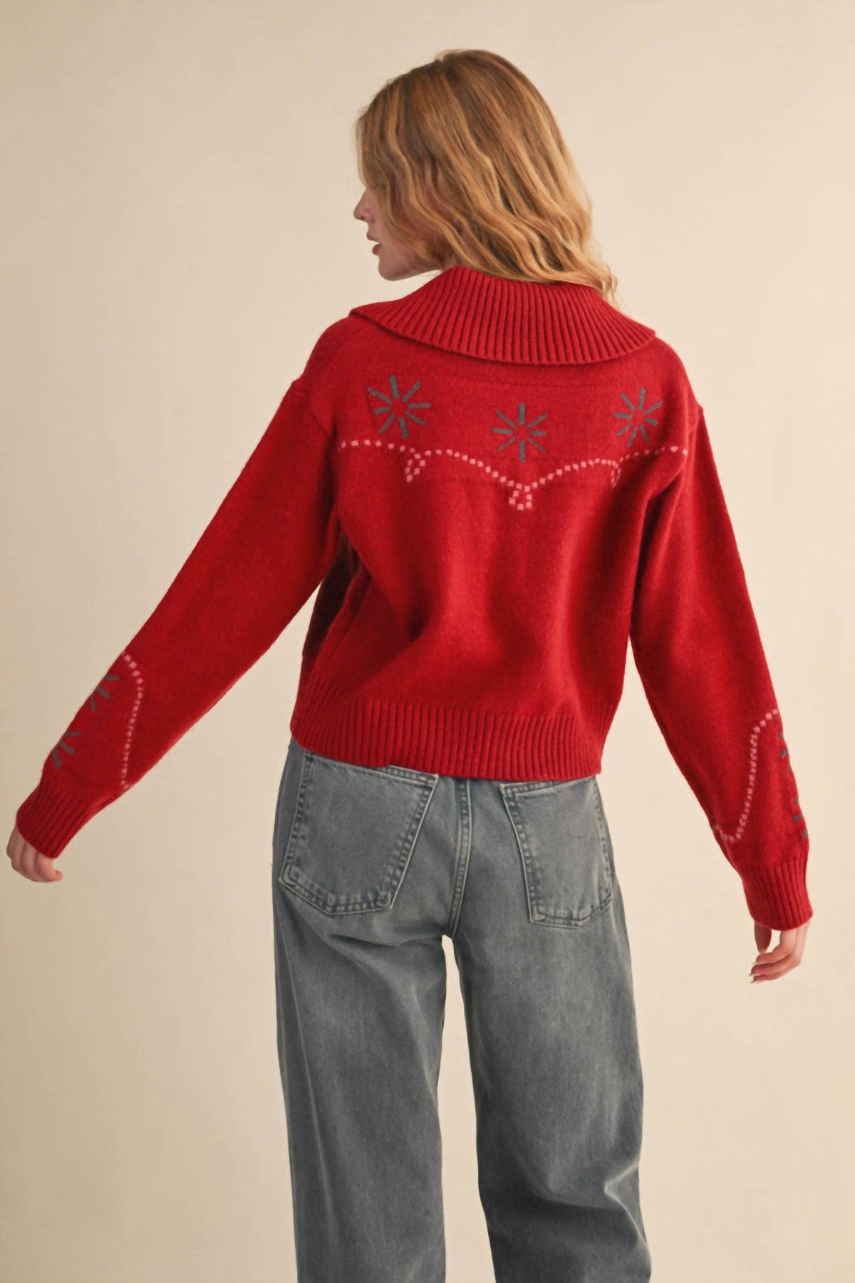 &Merci - Cozy Cherry Knit Sweater Cardigan