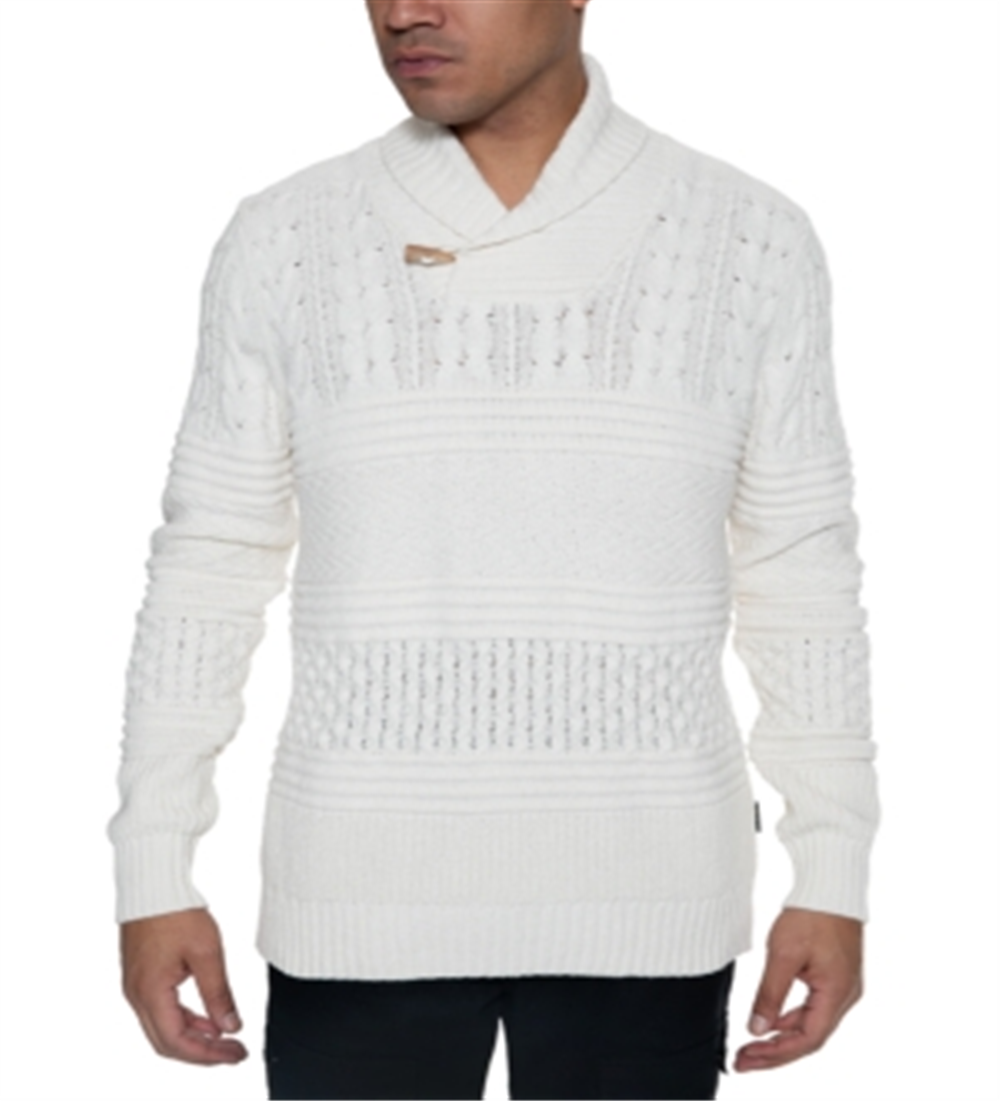 Sean John Men's Multi Pattern Shawl Collar Sweater White Size XXX-Large