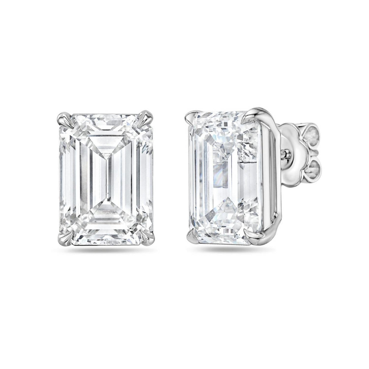 Diana M Jewels - 6.00 Cts Lab Grown Emerald Cut Stud Earrings