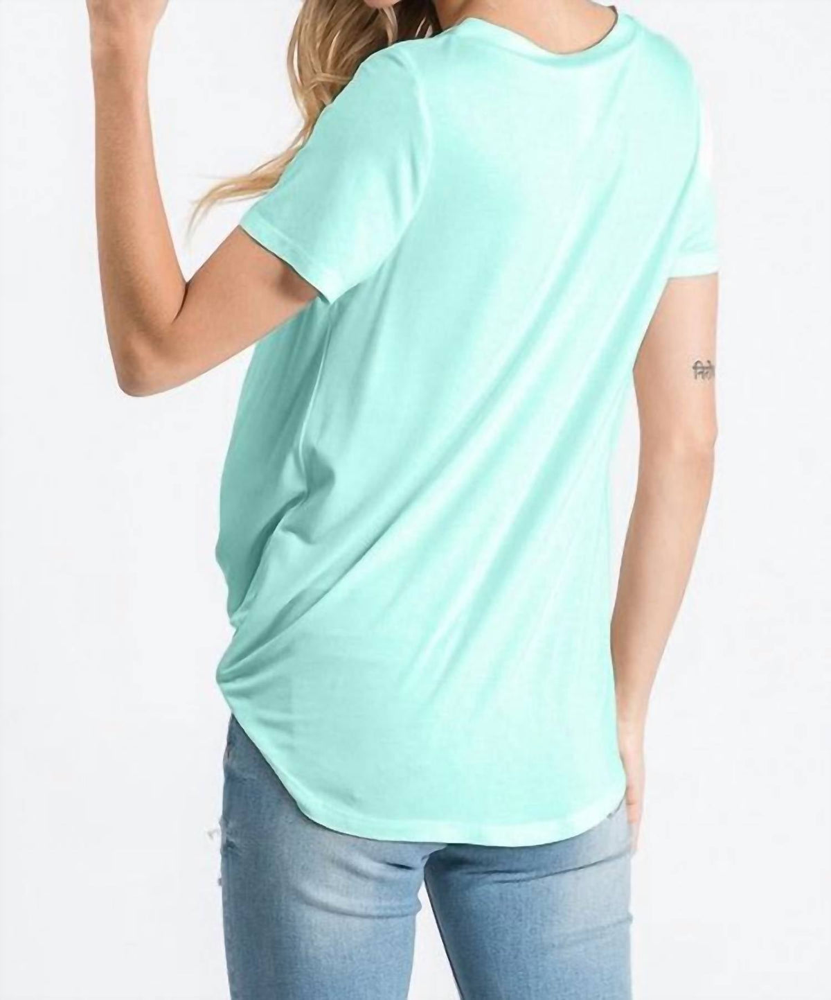 7Th Ray - Solid V Neck Knotted Top