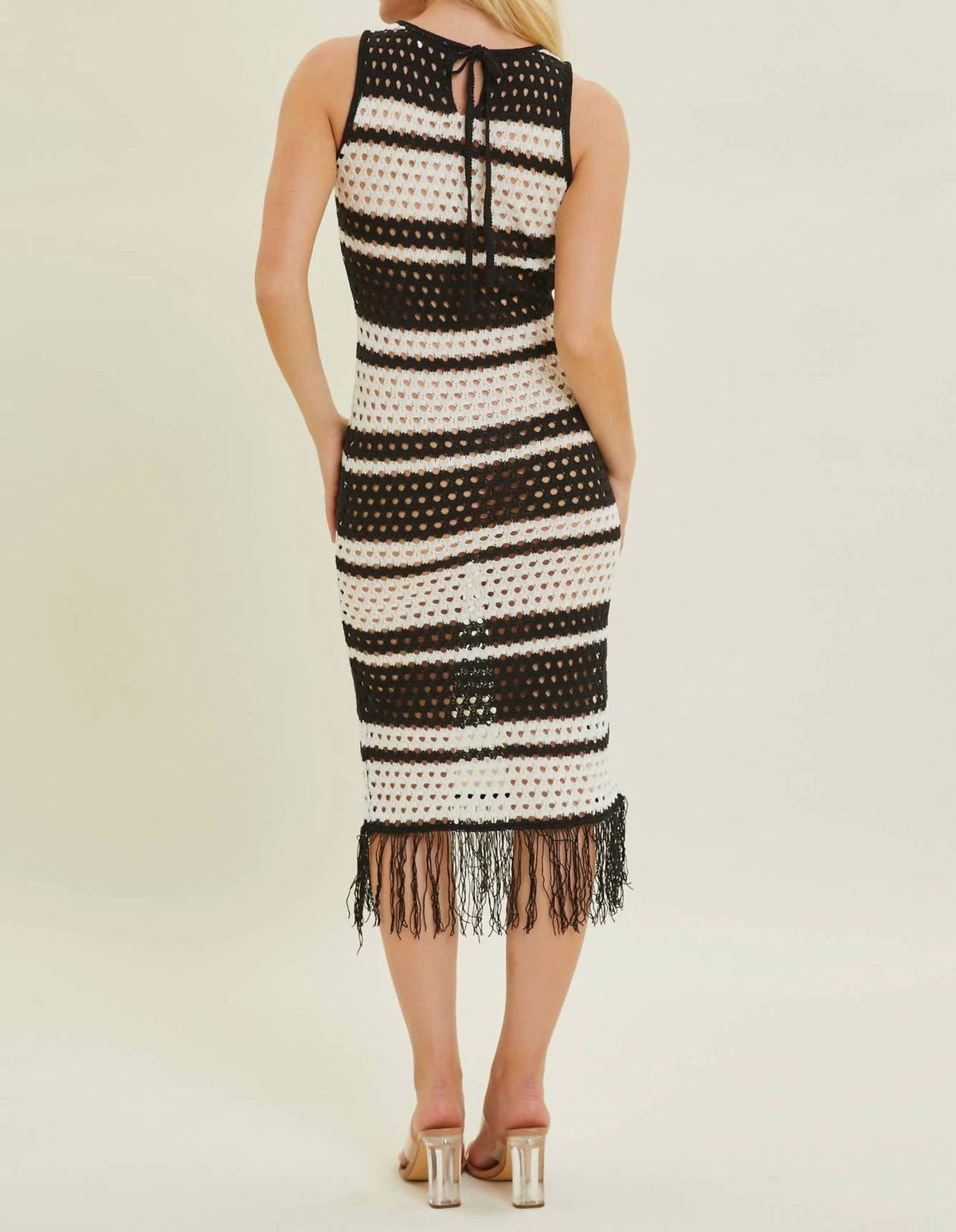 Baevely By Wellmade - Cabana Chic Open Knit Midi Dress