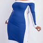 The Curve La - Plus Size Knit Color Block Midi Dress