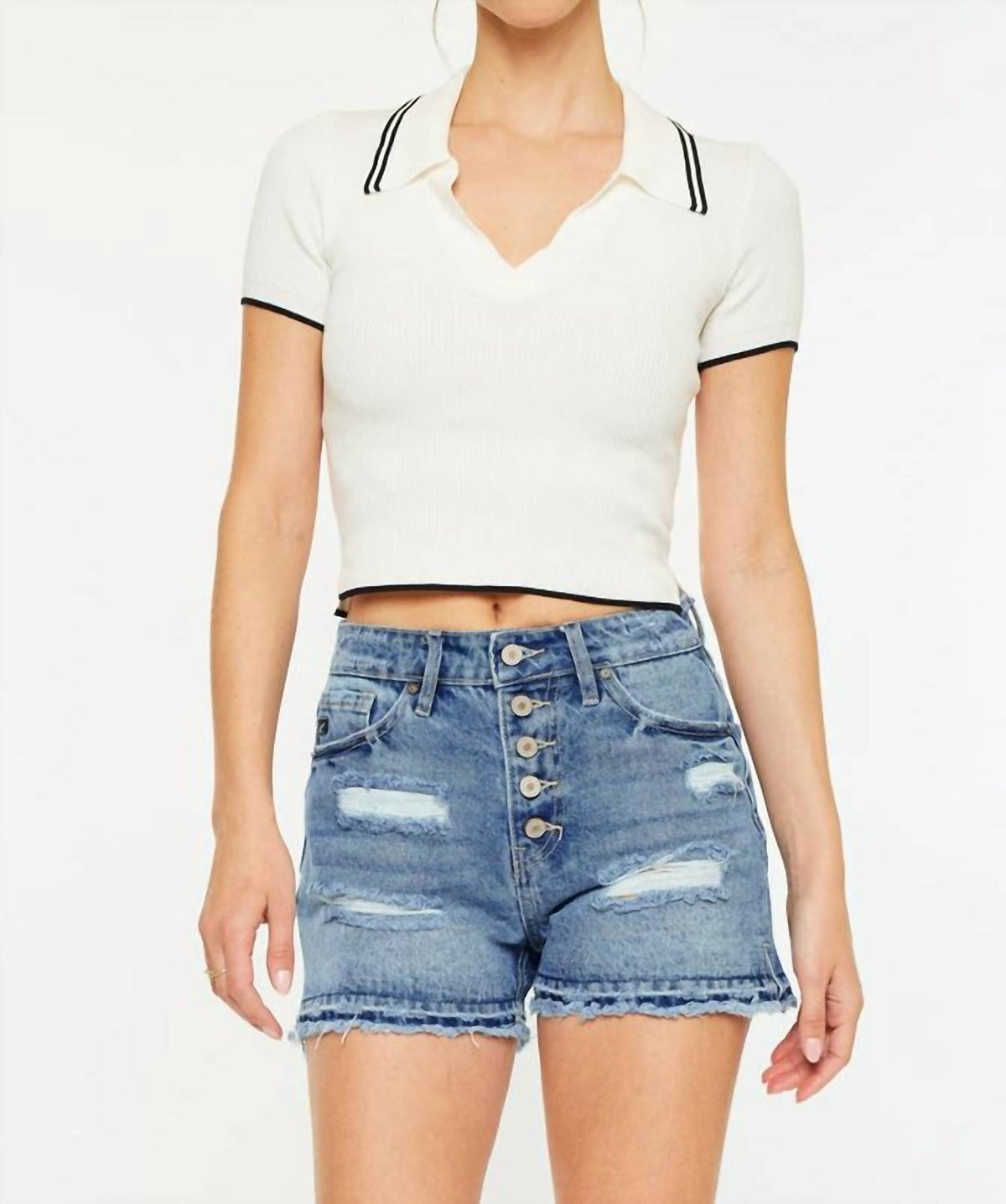 Kancan - High Rise Hem Shorts