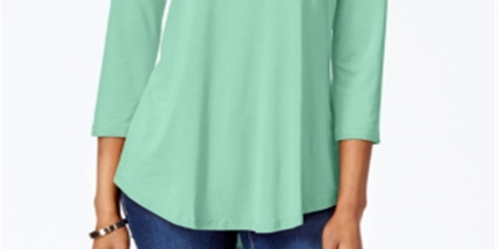 JM Collection Women's Scoop Neck Top Blue Size XX-Large