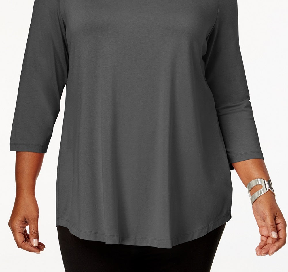 JM Collection Women's Scoopneck Top Gray Size 0X