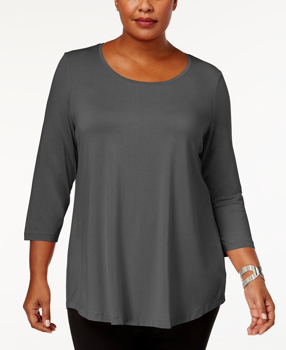 JM Collection Women's Scoopneck Top Gray Size 0X