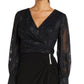 Nightway Women's Jacquard Faux Wrap Gown Black Size 4