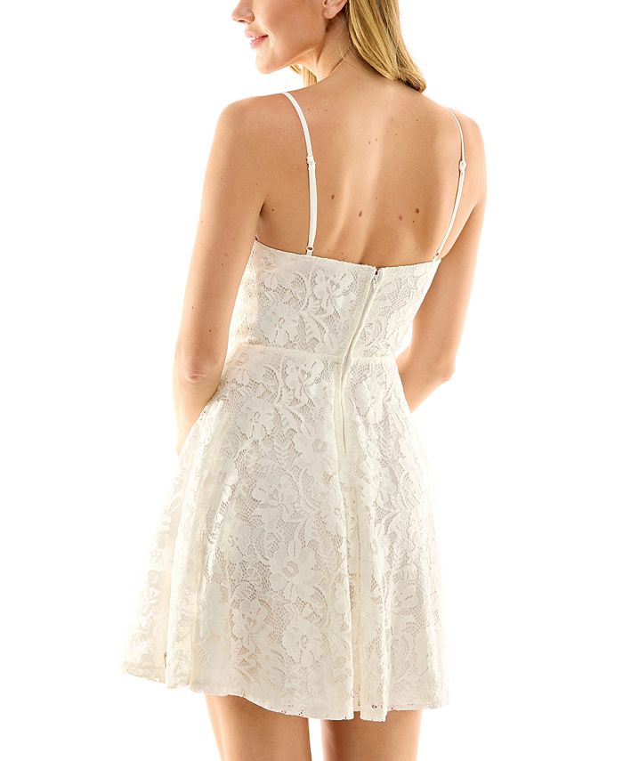 City Studios Junior's Lace Skater Dress White Size 7