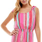 Bebop Junior's Striped Tie Shoulder Romper Pink Size Medium