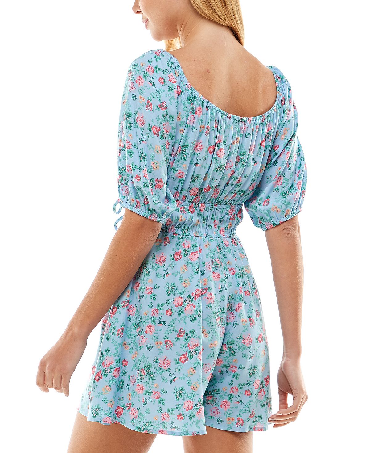 Bebop Junior's Floral Elbow Sleeve Romper Blue Size X-Large