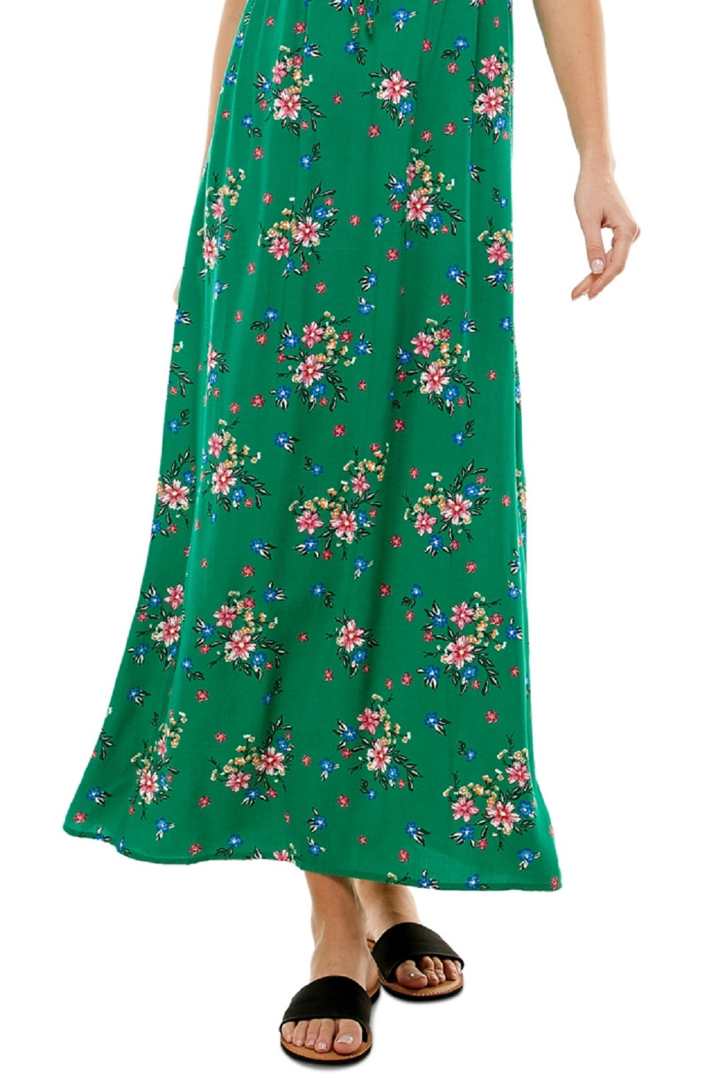 Kingston Junior's Floral Print Maxi Dress Green Size Large