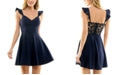 City Studios Junior's Fit & Flare Dress Blue Size 15