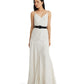 Lauren Ralph Lauren Womens Chevron Linen Blend Sleeveless Gown Mascarpone Cream Black 16