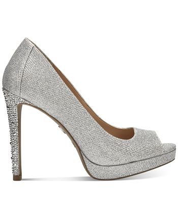Thalia Sodi Women's Lenna Beaded Heel Pumps Gray Size 9.5 M