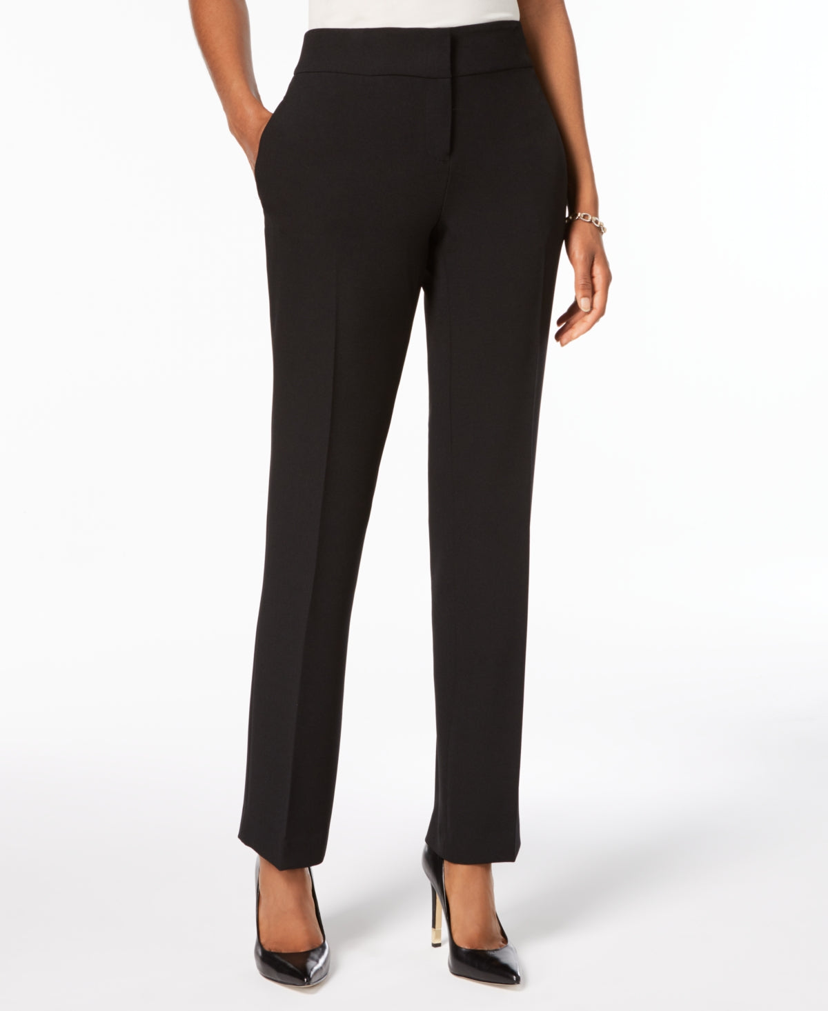 Kasper Women's Slim Straight Leg Trousers Black Size 10 Petite