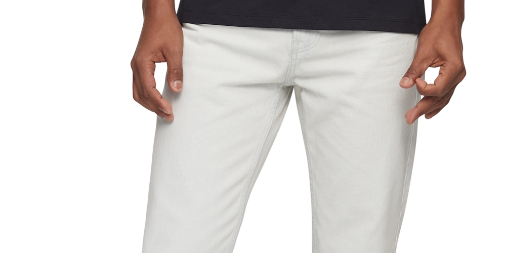 Calvin Klein Men's Straight Fit Stretch Jeans White Size 34X32