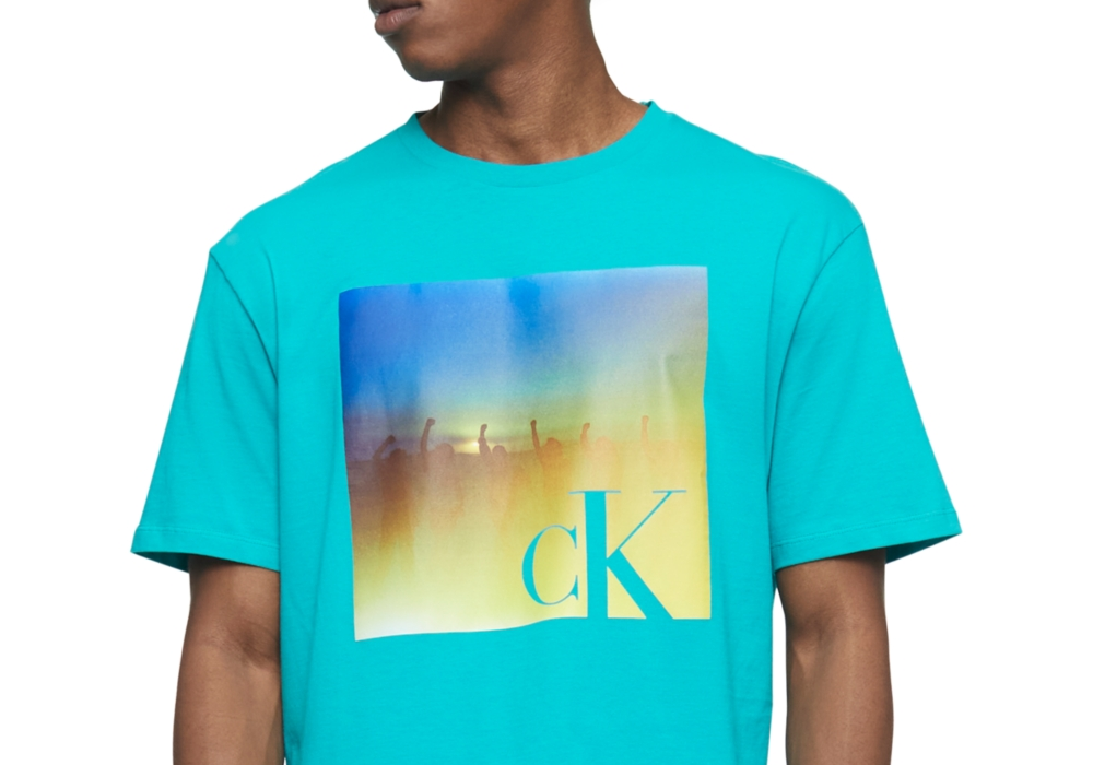 Calvin Klein Men's Relaxed Fit Pride Graphic Crewneck T-Shirt Blue Size XL