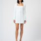 French Connection Whisper Square Neck Long Sleeve Mini Dress White 14