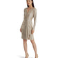 Lauren Ralph Lauren Metallic Stretch Knit Cocktail Dress Birch Tan Gold Foil Size 8