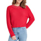 DKNY Womens Red Crystal Embellished Sweater