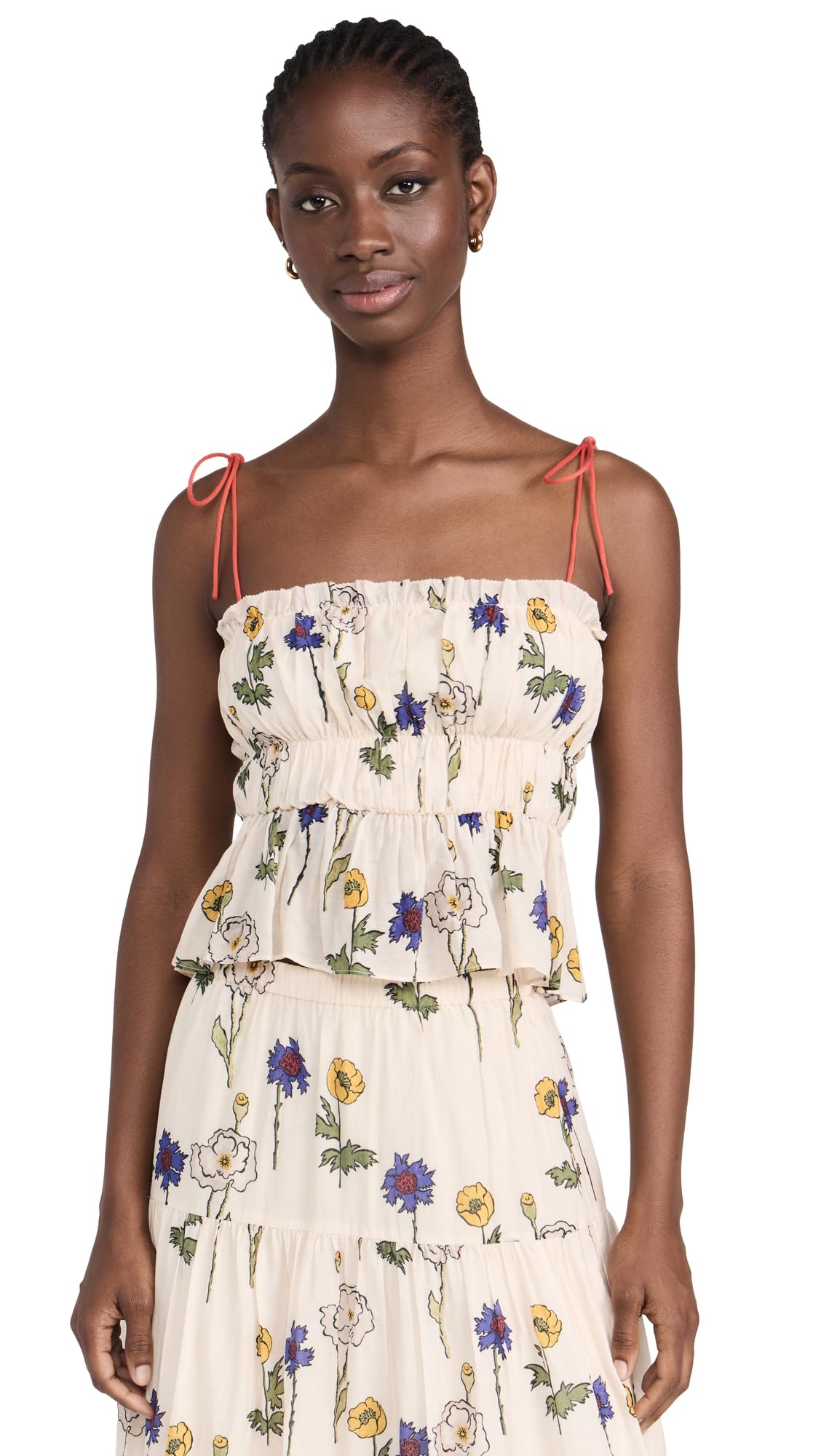 Rhode Womens Julieta Peplum Top Off White Floral L