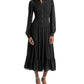 Michael Kors Womens Smocked Shirt Dress Black Large