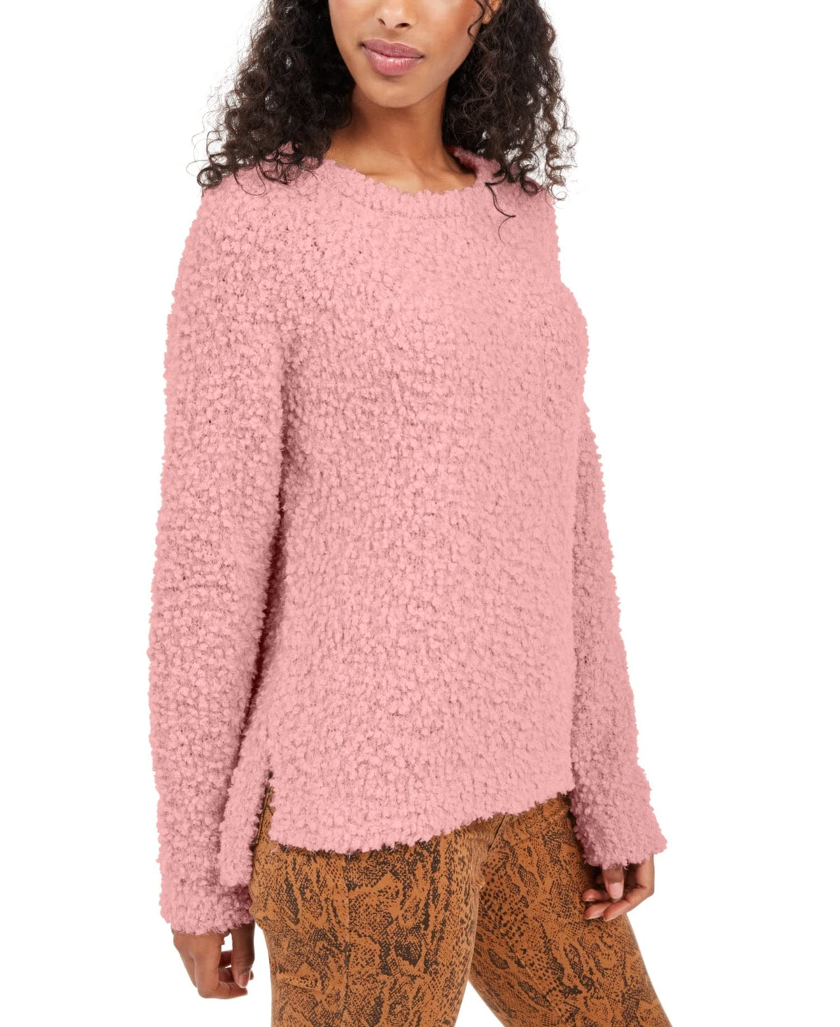 hippie-rose-juniors-textured-high-low-sweater-pink-size-medium-3