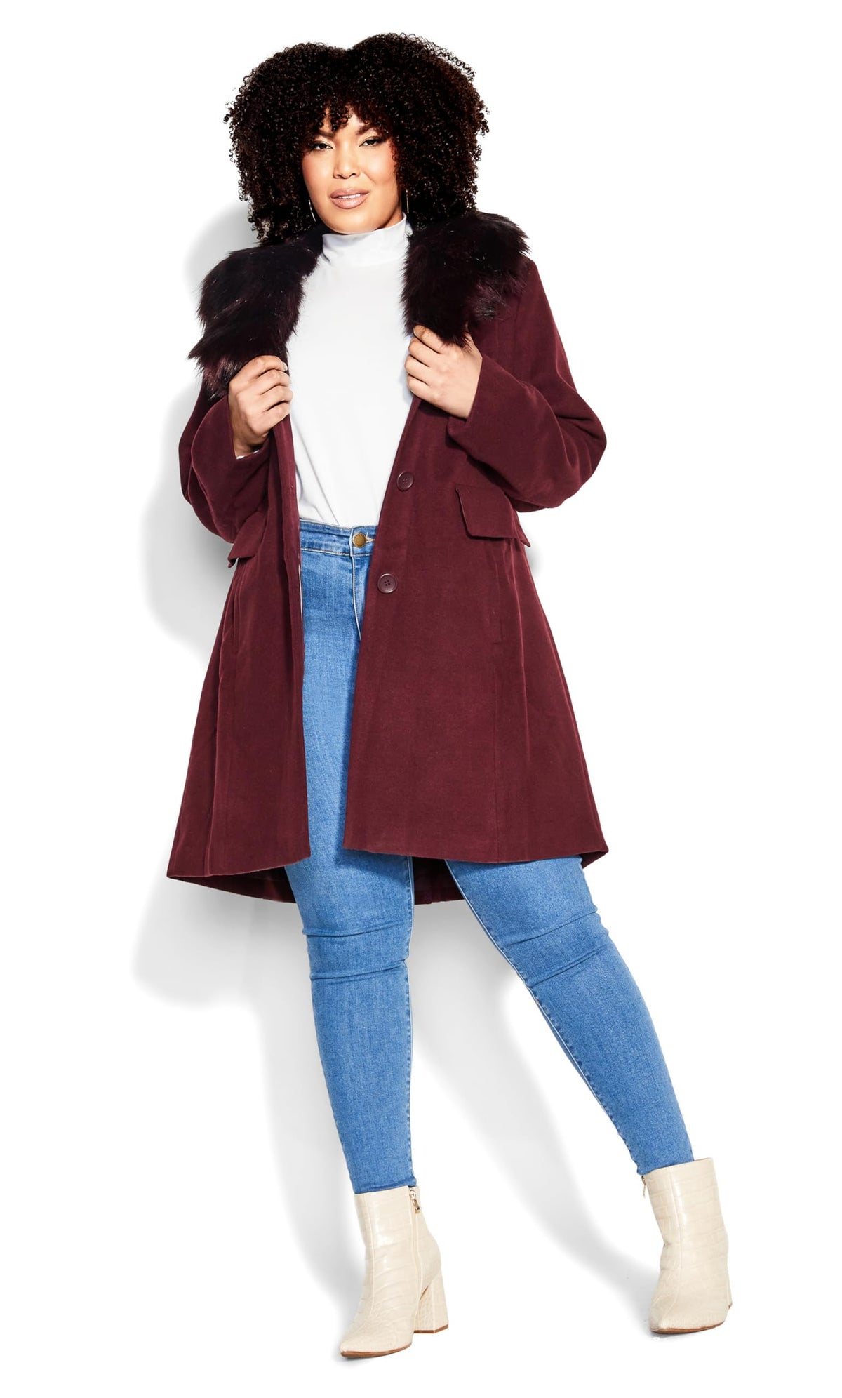 Avenue Women's Plus Size Coat - Faux Wool Long, 26-28