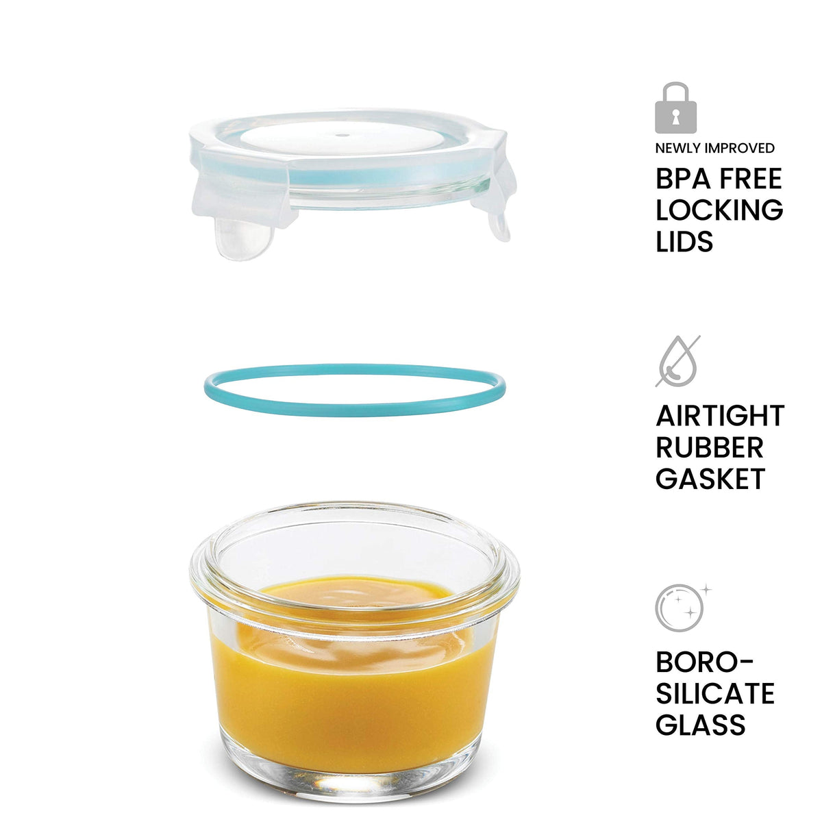 4 Oz Glass Food Containers - 6 Piece Set