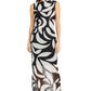 Donna Morgan Womens Side Pleat Maxi Dress with Gathered Neck and Asymmetric Shoulders in Black Ivory