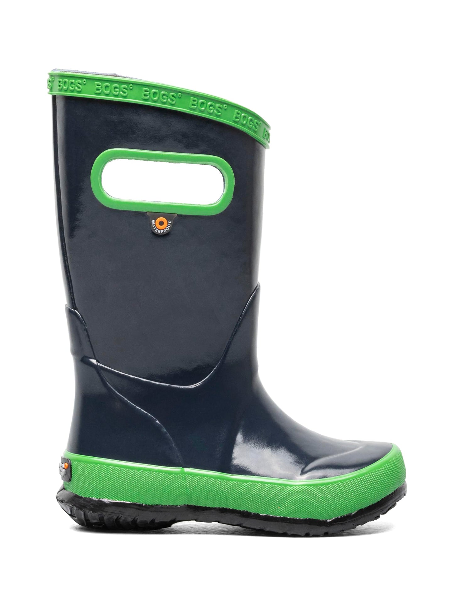 bogs-kids-navy-green-rainboots