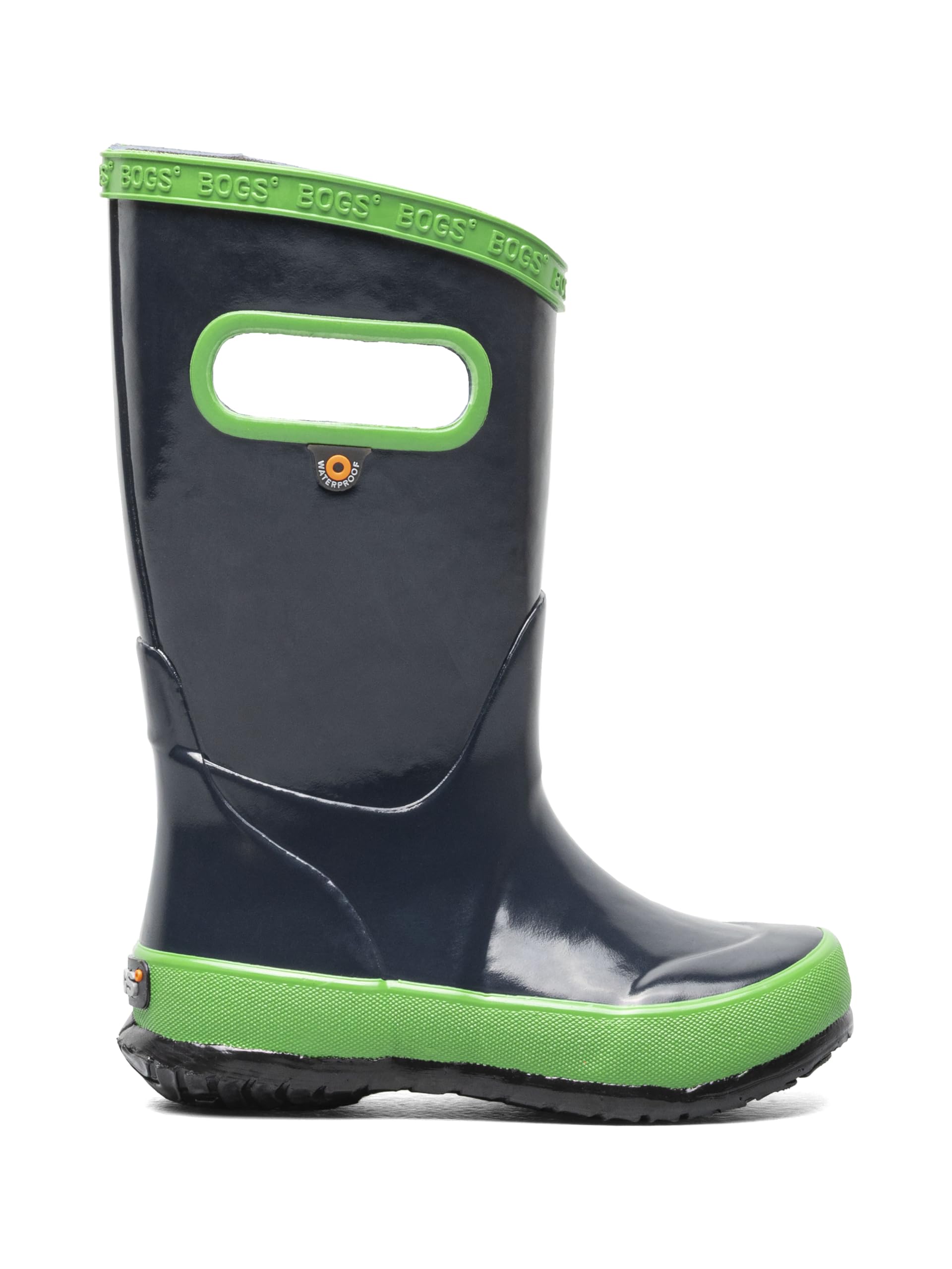 bogs-kids-navy-green-rainboots