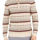 Tasso Elba Mens Sweater 1/2 Zip Geo Striped Rib Trim Beige 2XL