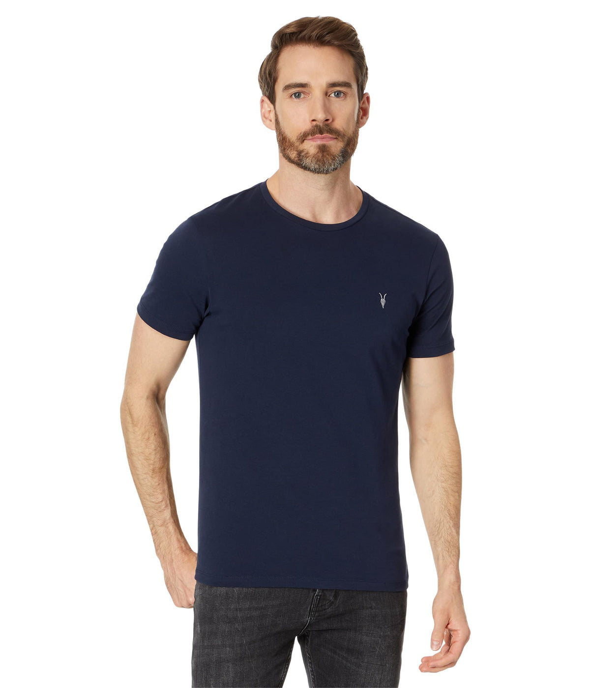 AllSaints Men's Brace Short Sleeve Crew, Mercury Blue