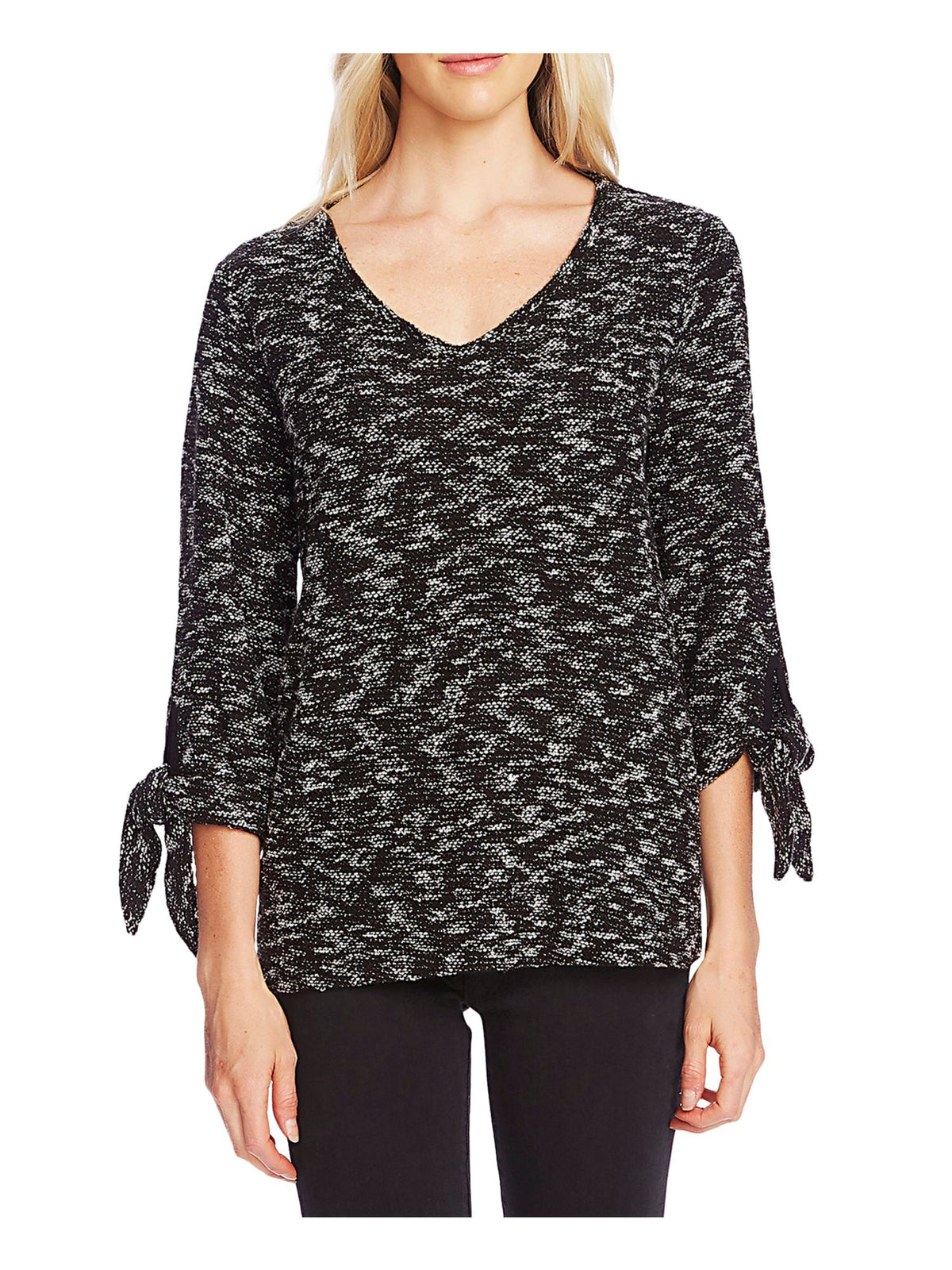 Vince Camuto Women's Marled V Neck Top Gray Size X-Small