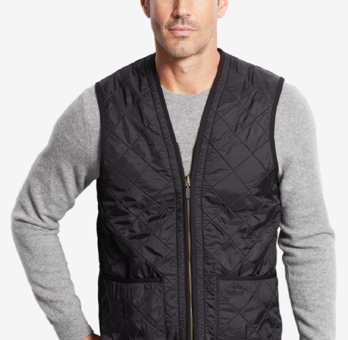 Barbour Men's Relaxed Fit Zip In Liner Vest Black Size Large